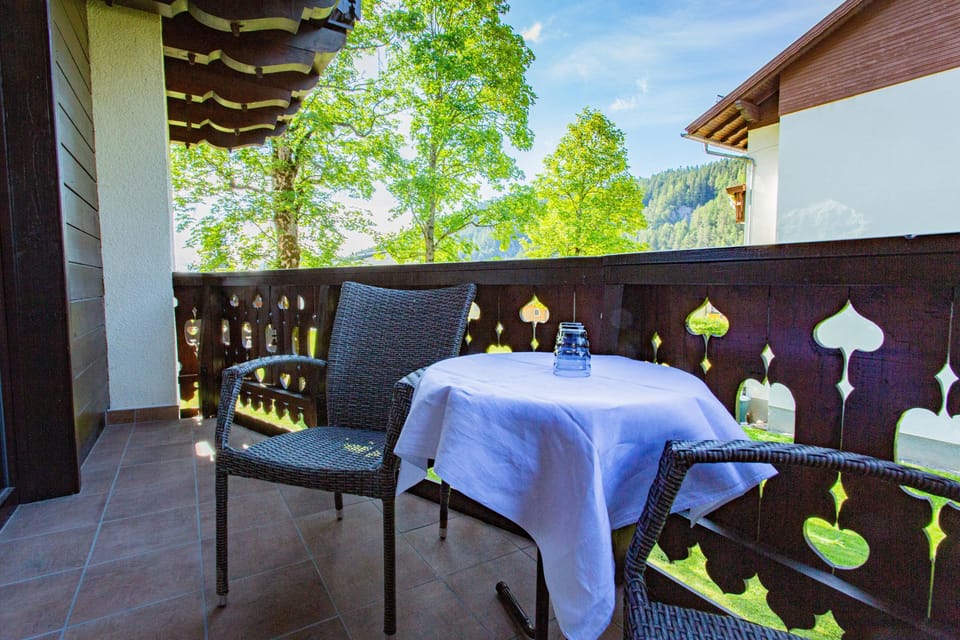 Balcony with a view of the mountains