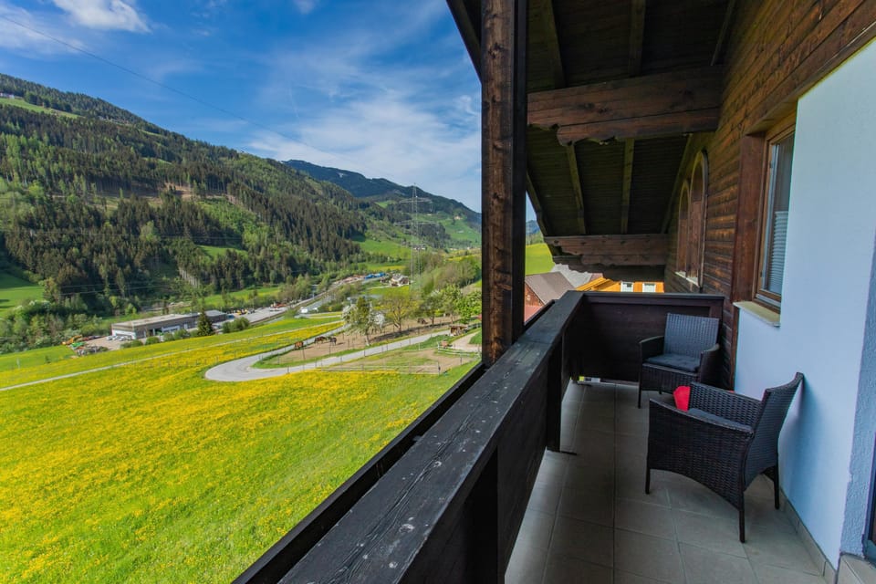 Balcony with a view of the mountains