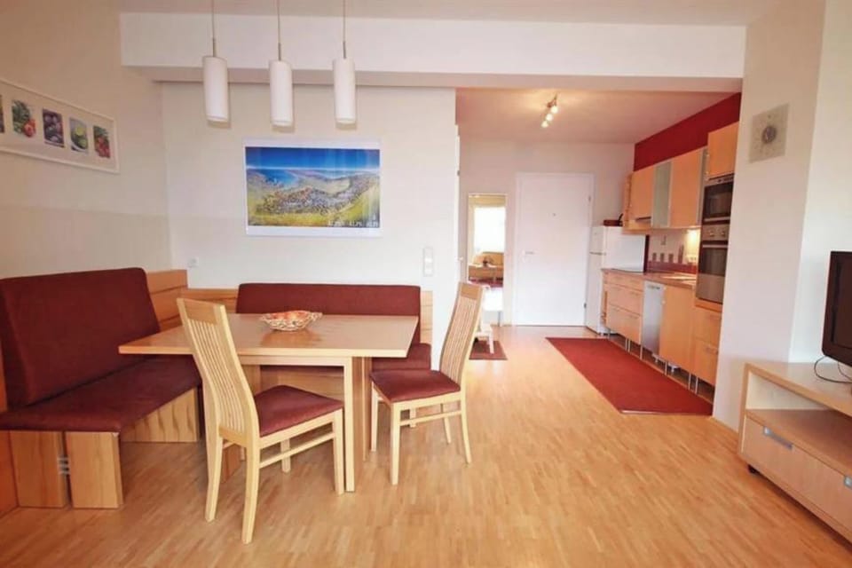 Kitchen island and dining area