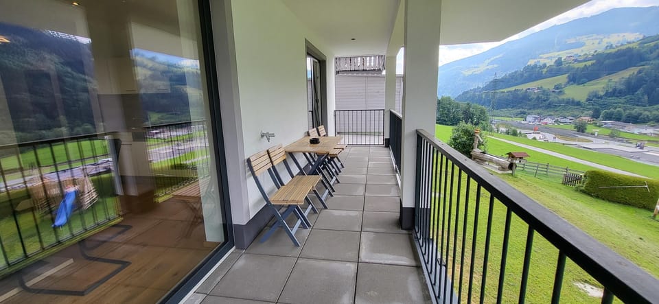 Balcony with a view of the mountains