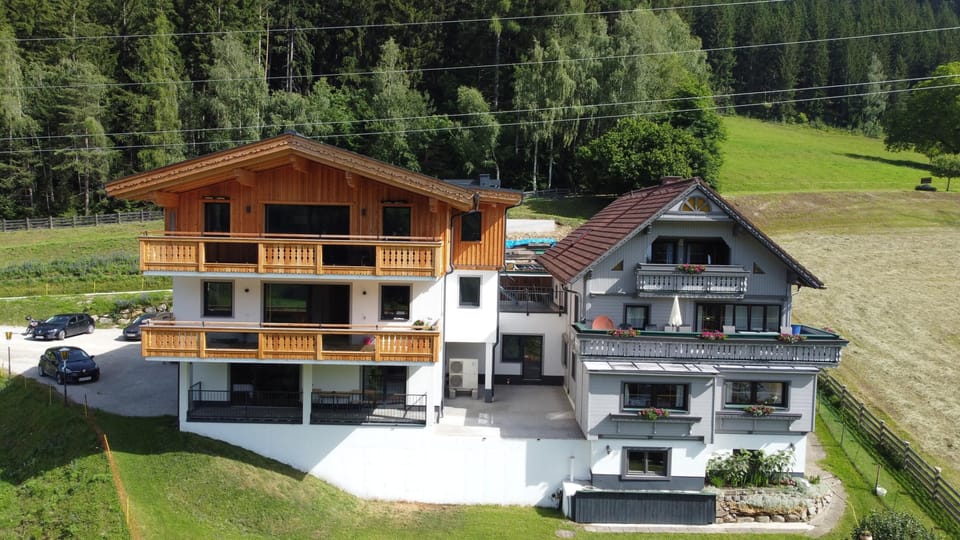 Main view of the building in summer