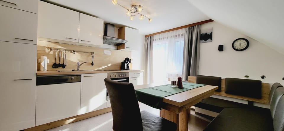 Kitchen island and dining area