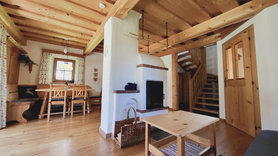 Living area with a fireplace