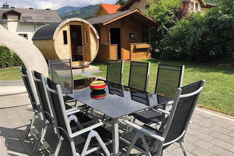 Seating area with a view of the mountains