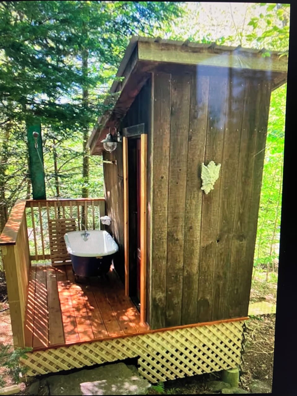 Outhouse with hot shower