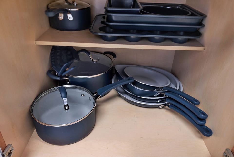 Well-equipped kitchen with pots, pans, and bakeware for easy home cooking