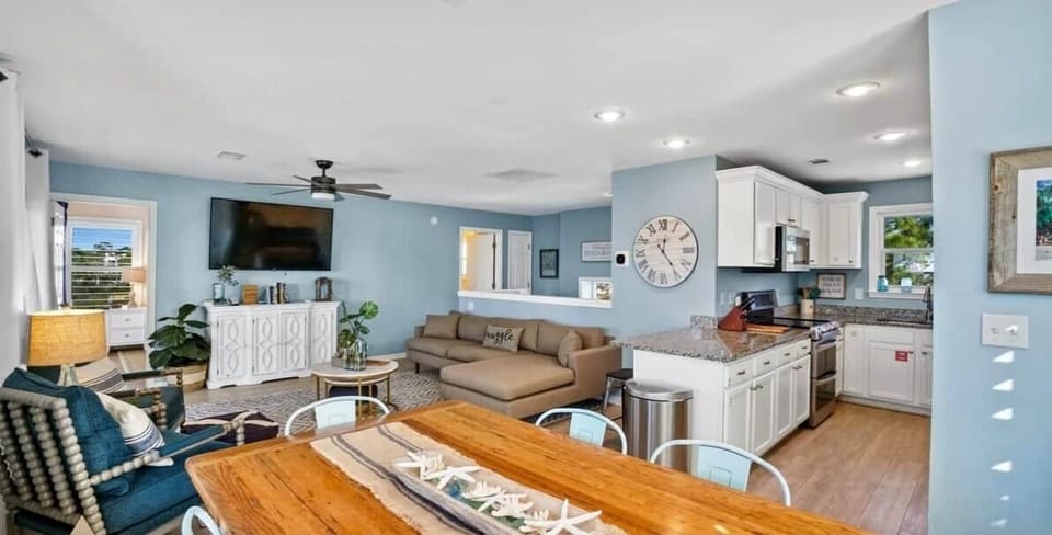 view from dining to kitchen / living room