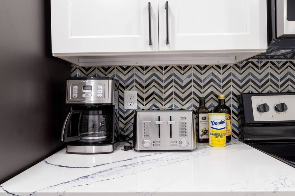 The kitchen is fully-stocked with everything you might need. And yes, coffee and filters are provided for your stay!