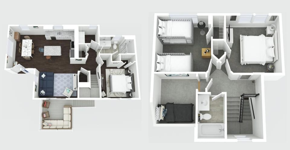Spacious multi-level layout with open living space and multiple bedrooms