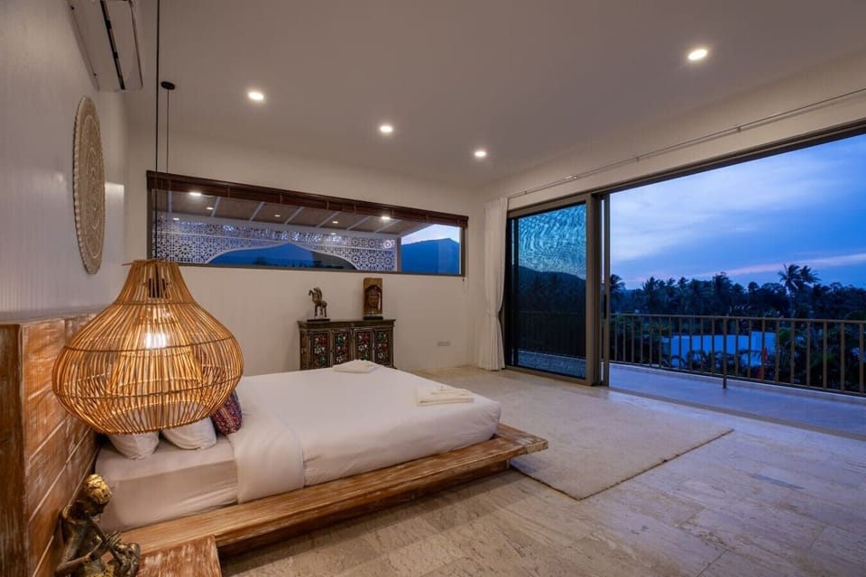 Master Bedroom at Blue Hour – Panoramic Jungle & Mountain View, Koh Samui