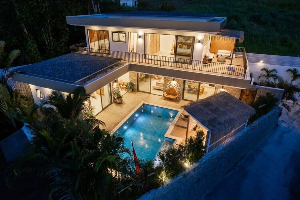 Aerial Night View – Luxury Balinese Villa with Private Pool, Koh Samui