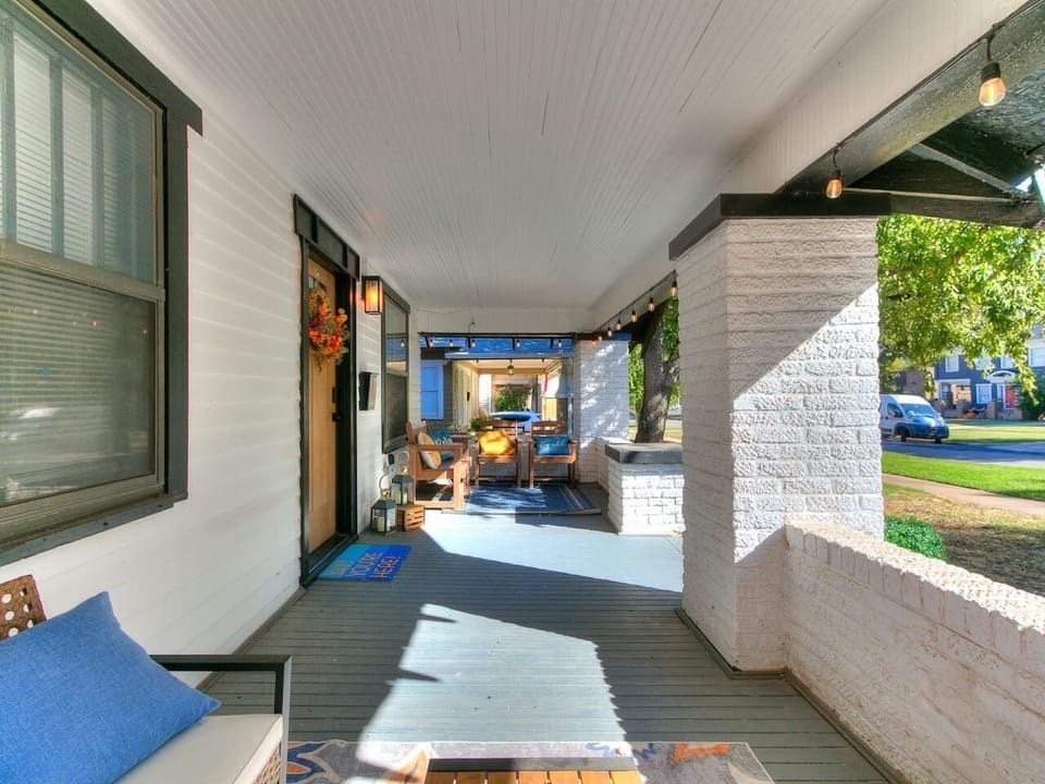 A guest favorite space. A covered patio with great seating options.  