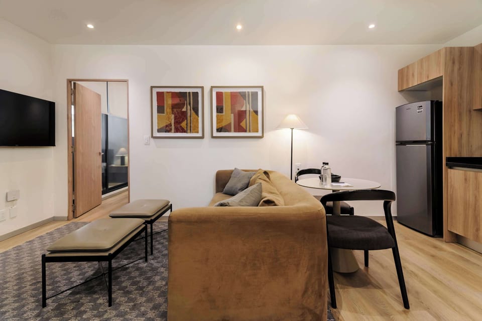 Open-concept living and dining area.

