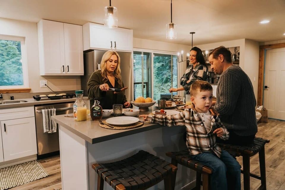 Gather around the kitchen and start your day with breakfast, coffee, and connection.