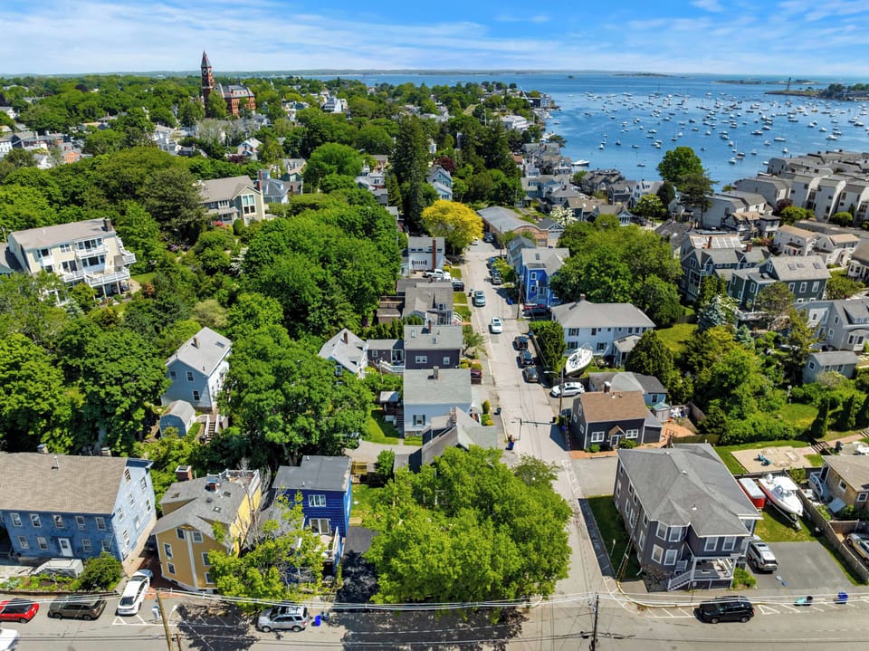 The house (bottom-center) is just a short walk to Marblehead harbor and Old Town