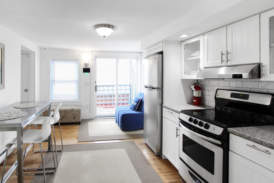 Kitchen out to slider doors