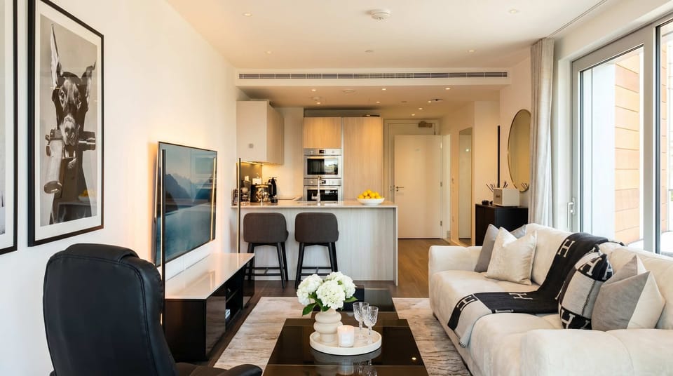 Unwind in the elegant living area with natural light and smart TV