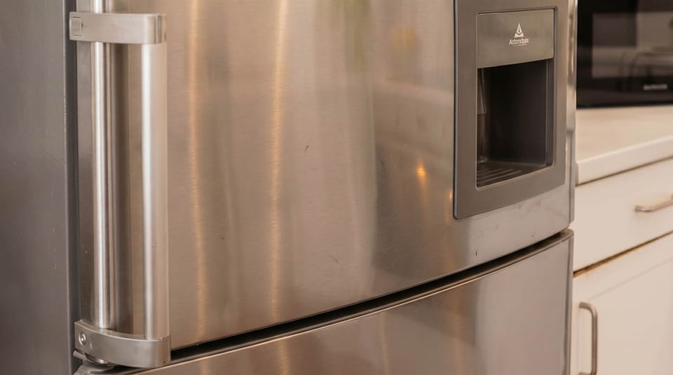 Store your culinary delights in a spacious stainless steel fridge.