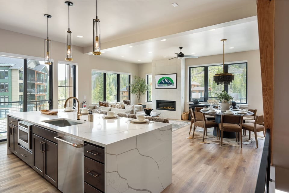 Spacious kitchen with an open-concept floor plan