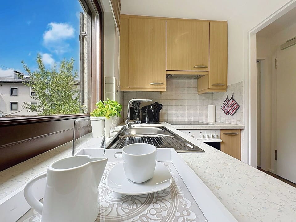 Kitchen, Countertop, Kitchen Appliance, Interior Design, Major Appliance, Flooring, Furniture, Wood, Cabinetry, Room