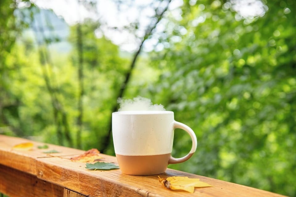 A steaming cup awaits you on the balcony, surrounded by lush greenery. Sip your morning coffee while the trees sway gently in the breeze—your perfect retreat begins here.