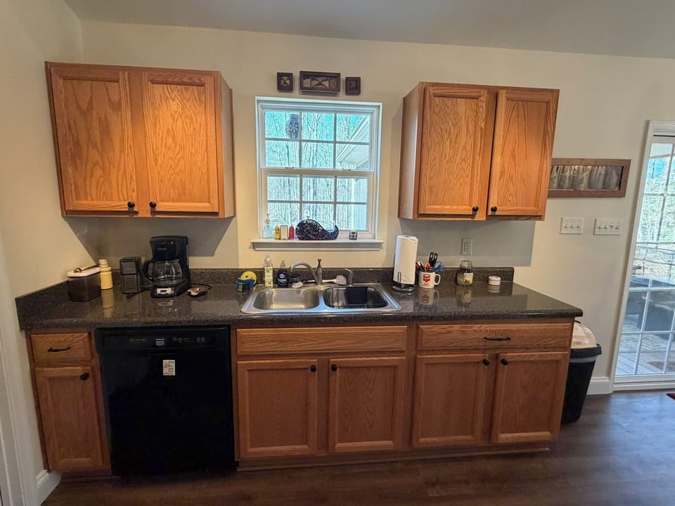 Kitchen. The dining area is to the right.