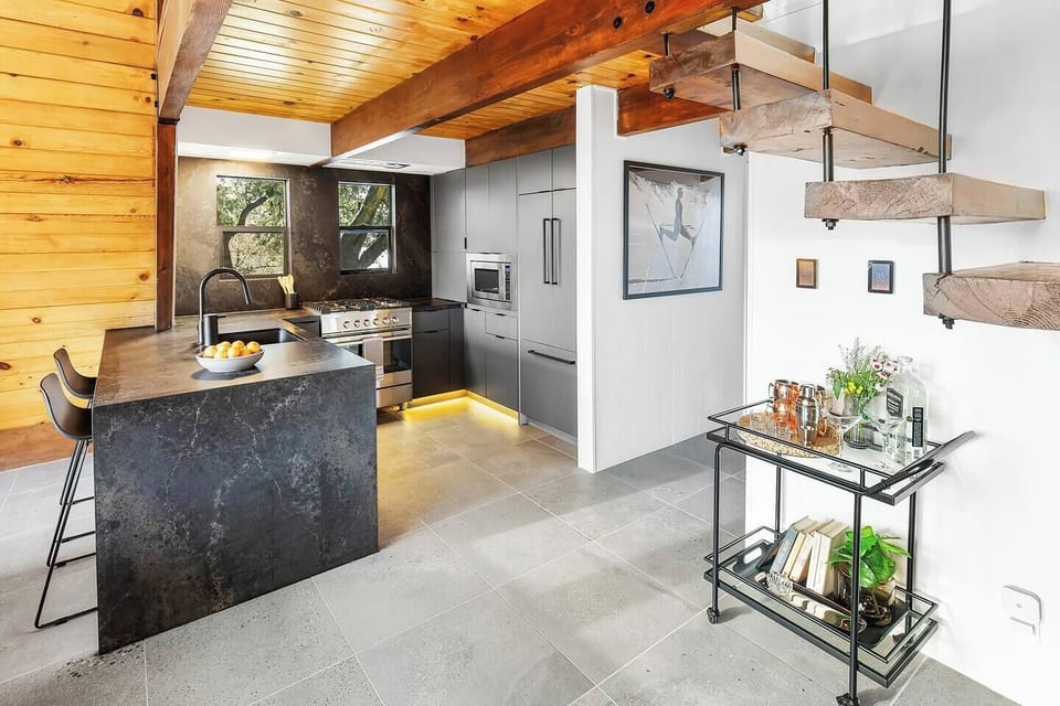 Pull up a stool at the kitchen bar.