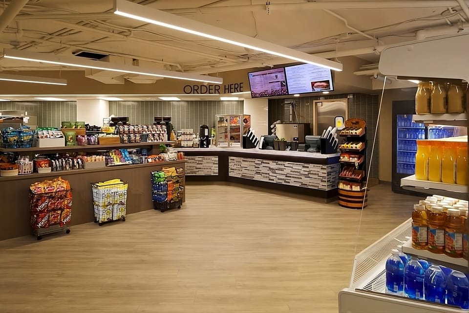 Browse snacks and beverages anytime for convenient late-night cravings.