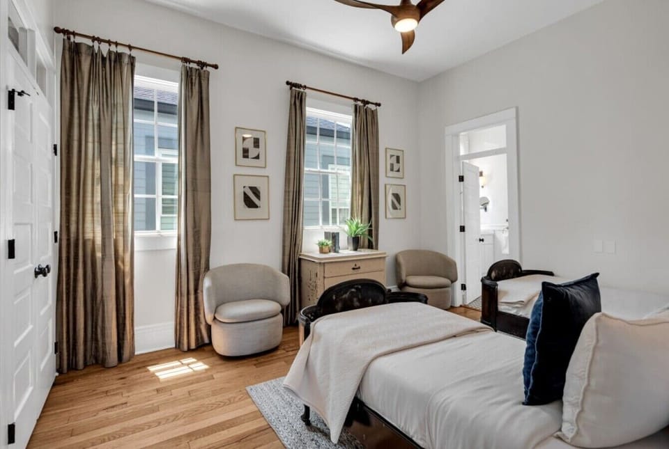 Bedroom 4 of main home, two twin beds + ensuite bathroom