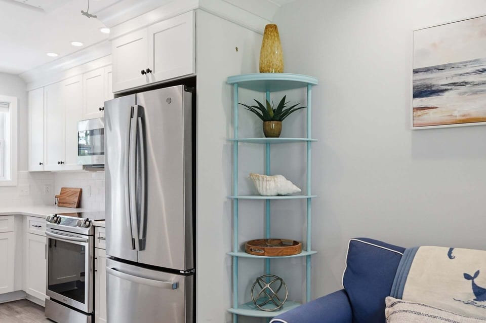 Stainless steel appliances in the kitchen