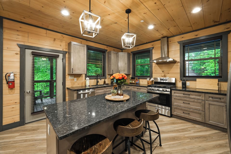 Thoughtful details throughout the cabin create a warm and elevated mountain feel