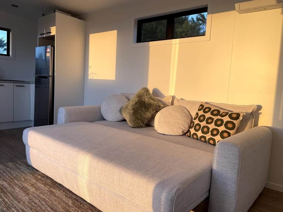 Sofa bed or day bed.   Extra bedding is stored underneath.