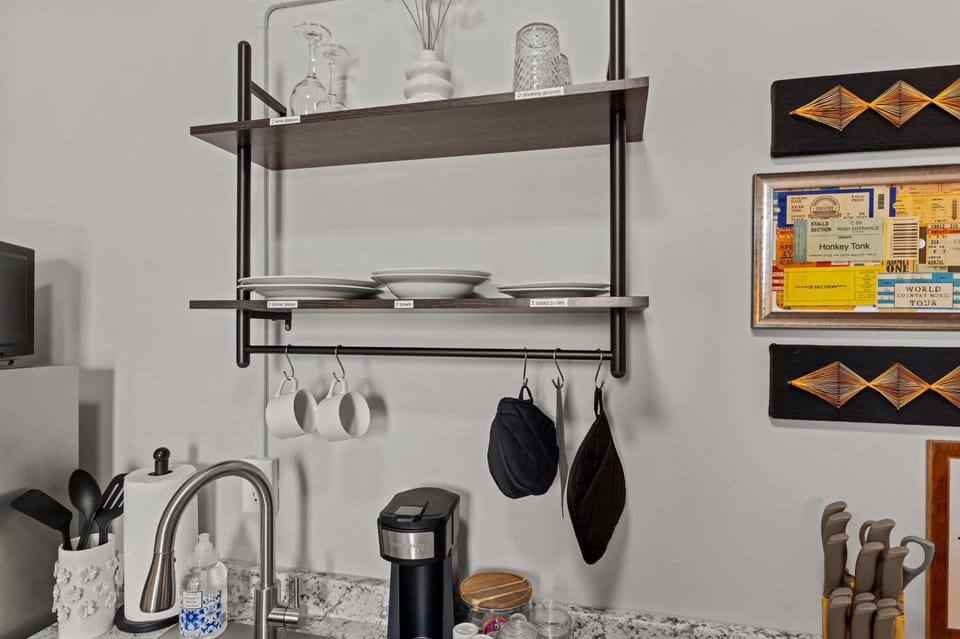 Fully stocked kitchenette 