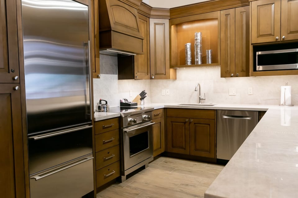 Room, Indoors, Kitchen, Furniture, Flooring