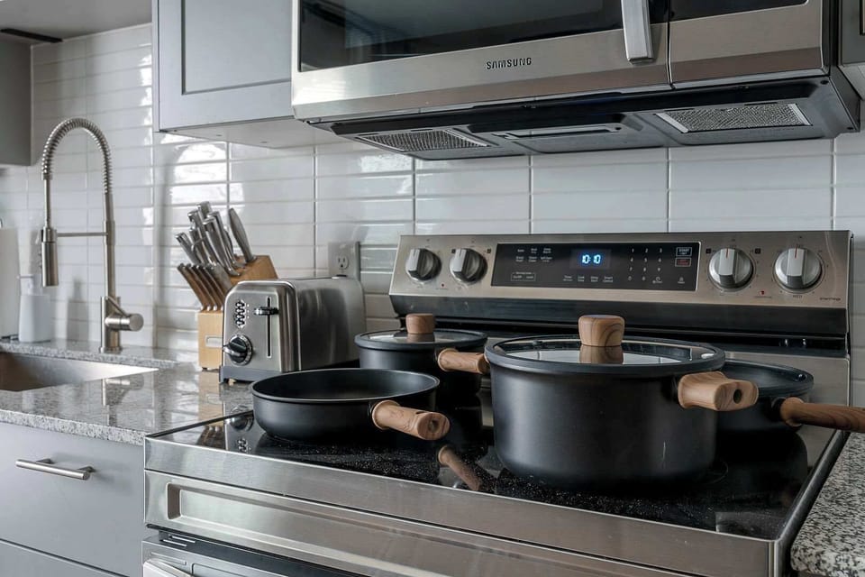 Fully stocked kitchen ready for cooking