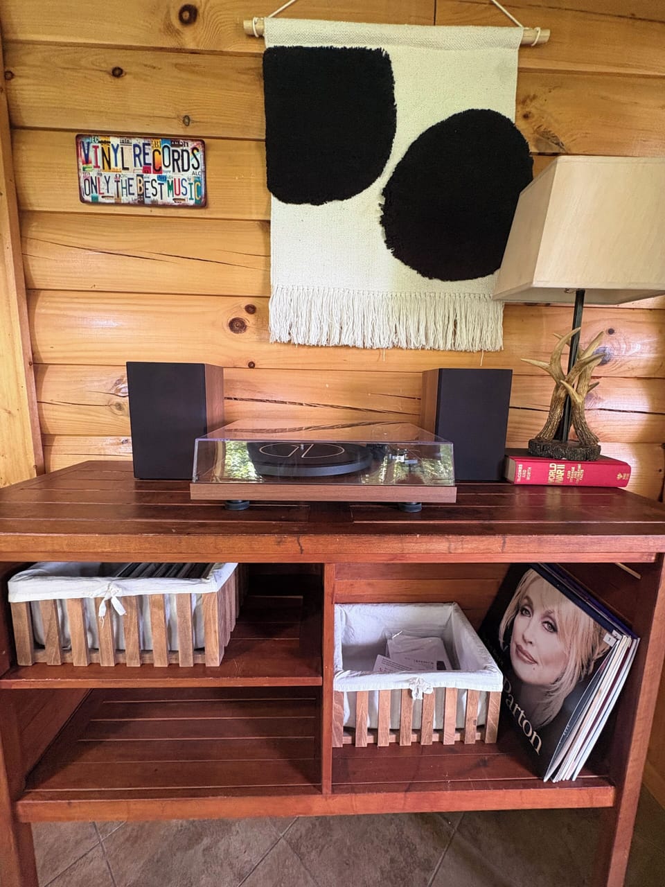 Vinyl Record Player in the music and reading nook