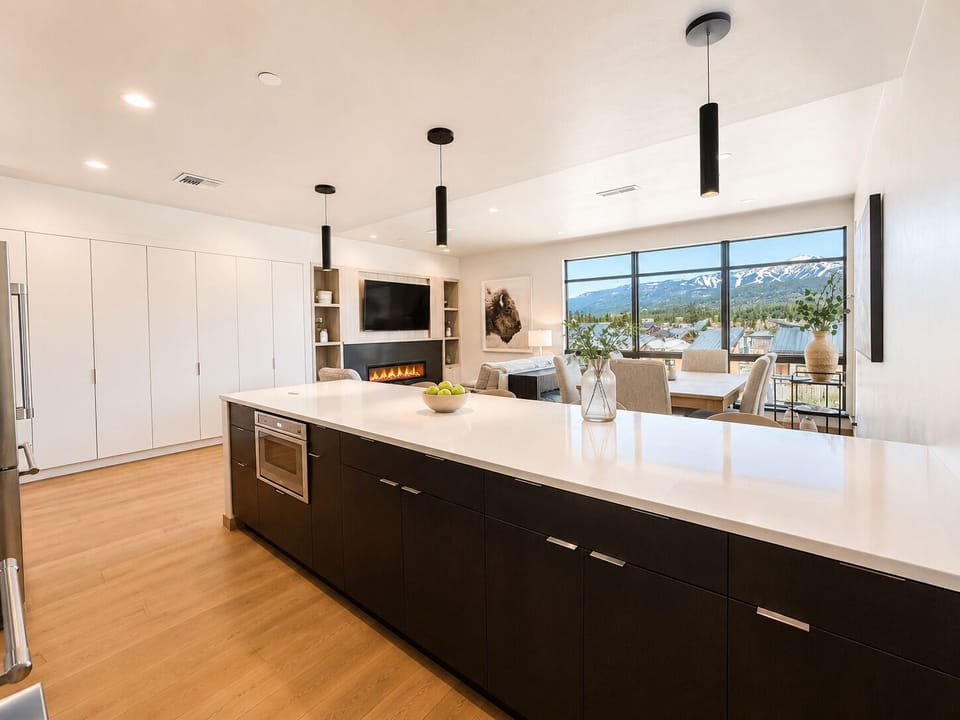 Expansive countertop and full kitchen