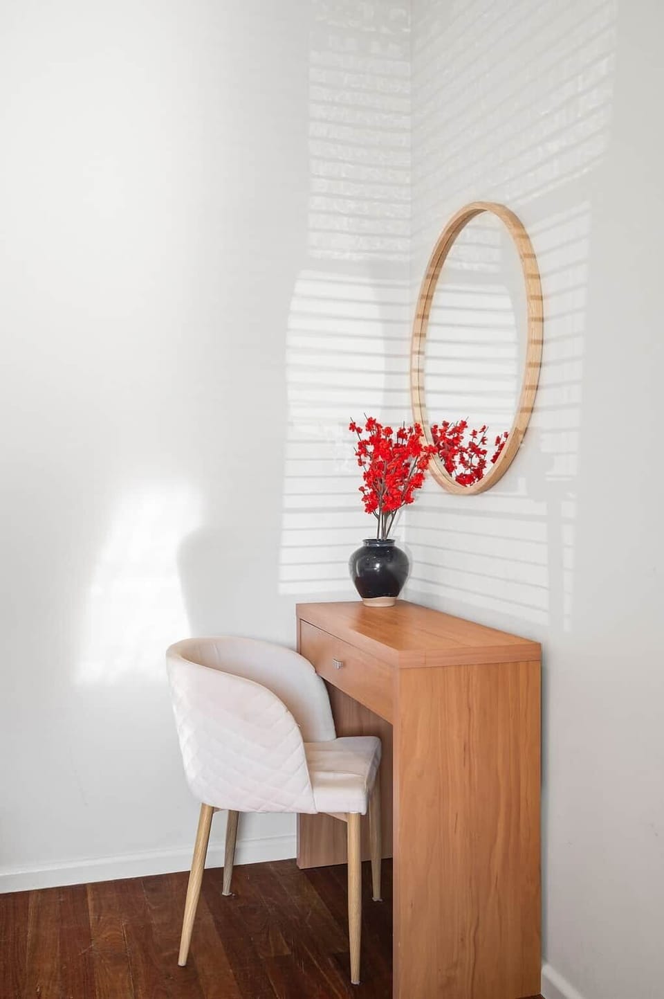 Study desk and chair which is located in the second room for those wanting to work at home.