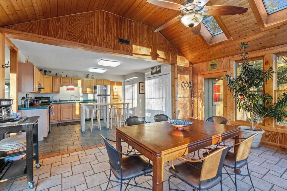 Open dining and kitchen