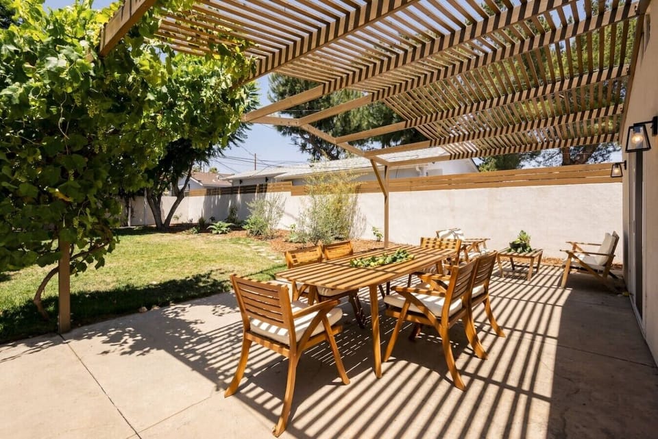 Spacious outdoor dining area perfect for family meals, entertaining, or enjoying California sunshine.