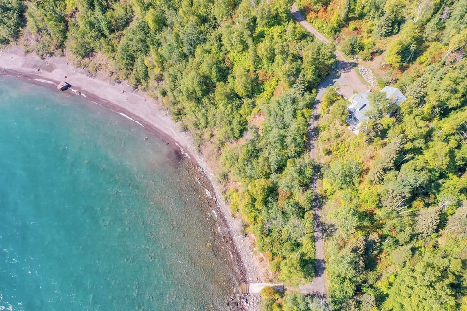 Enjoy the large, private combination cobblestone and sandy beach.