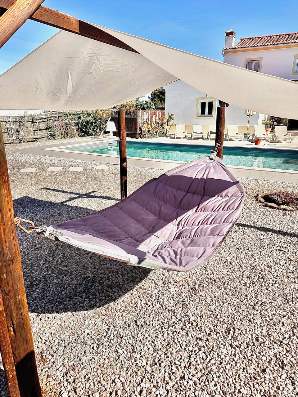 Spacious Fatboy hammock for lazy days by the pool.