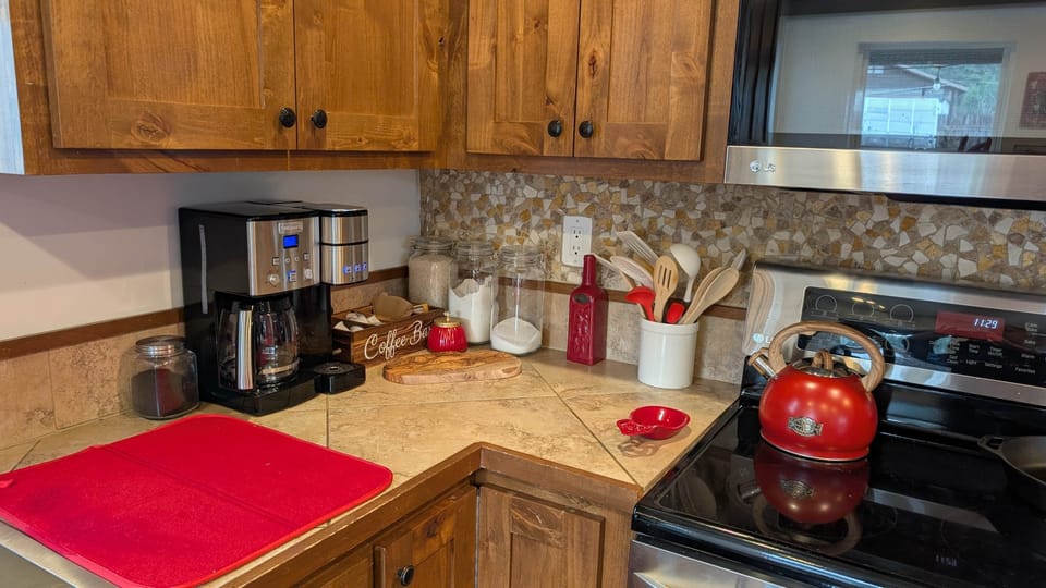 Start your morning with a beverage from the fully-stocked coffee station