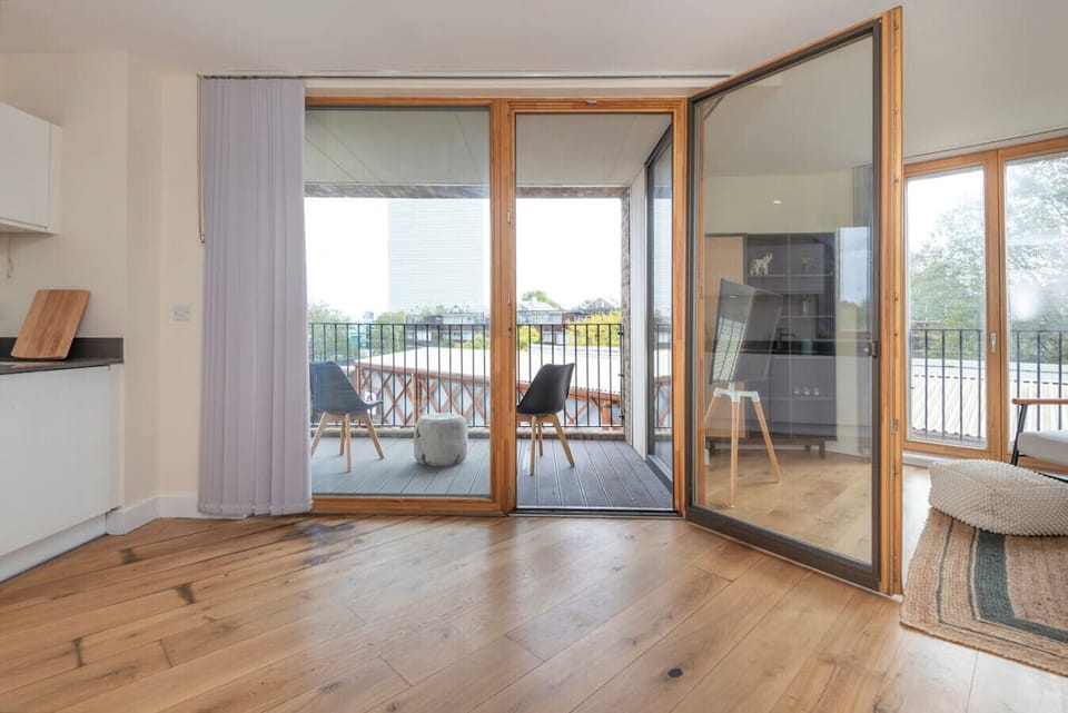 Slide the doors open and the balcony becomes part of the room.