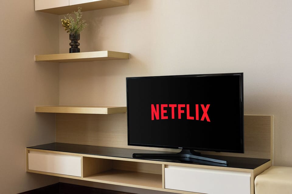 Cozy TV nook with Netflix and stylish built-in shelving