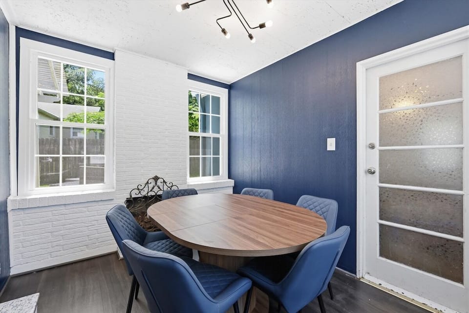 Share dinner or gather for game night around the dining table with seating for six.