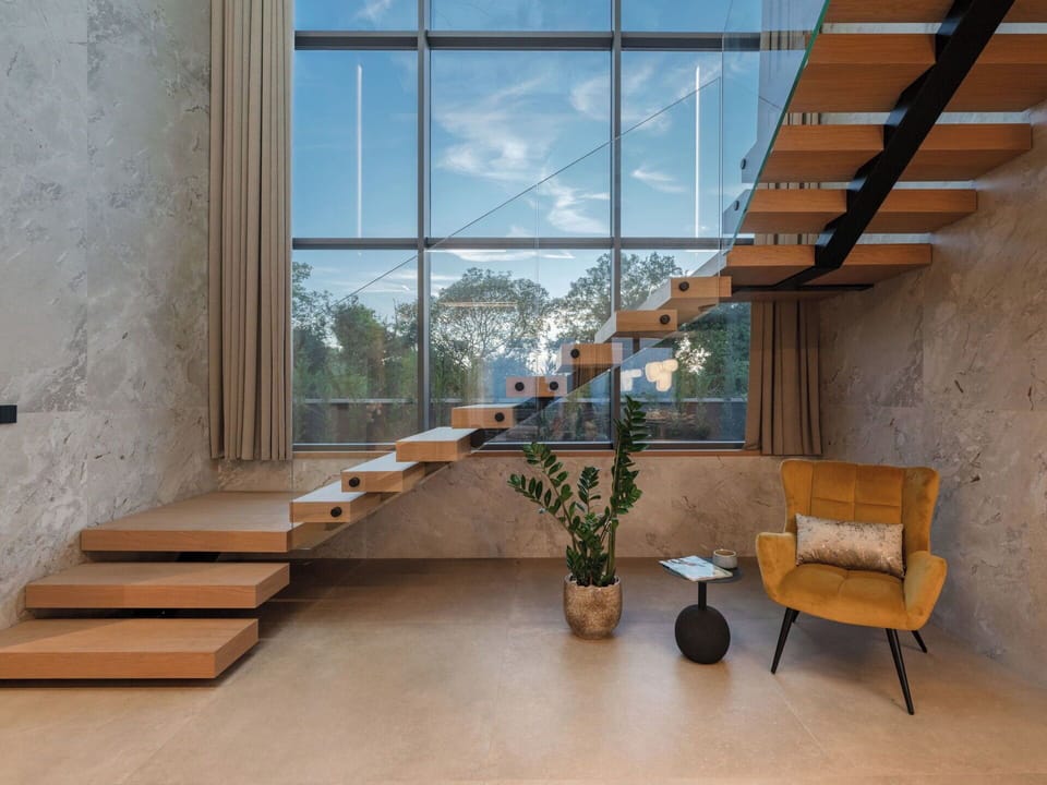 Interior Design, Flooring, Floor, Ceiling, Apartment, Shade, Chair, Light Fixture, Lamp, Houseplant