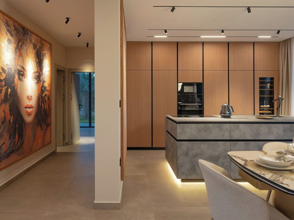 Interior Design, Flooring, Floor, Ceiling, Apartment, Shade, Chair, Light Fixture, Lamp, Houseplant