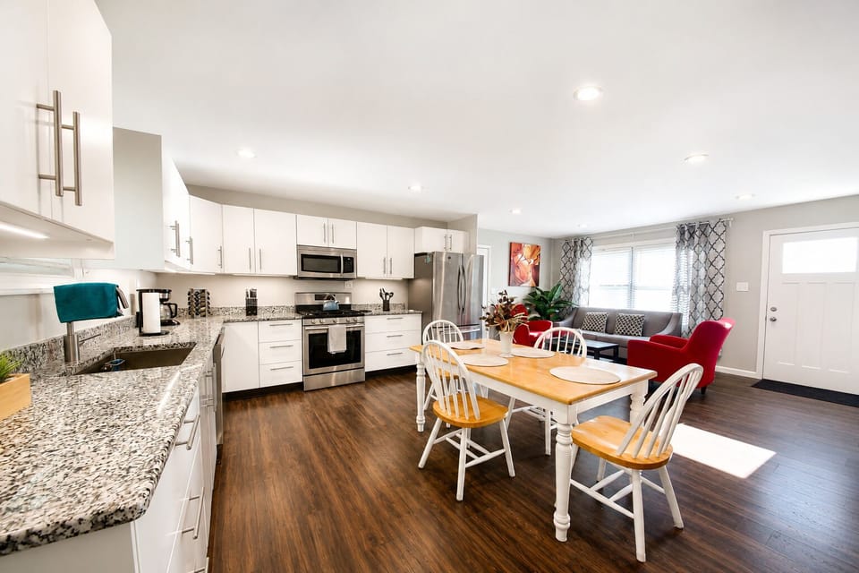 Bright open-concept kitchen and living area with modern finishes