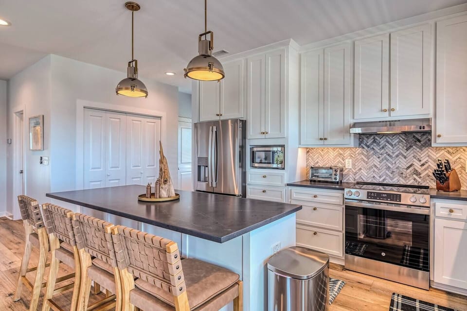Kitchen island with bar seating for casual dining.